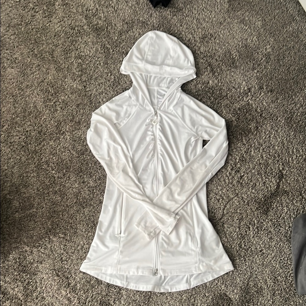 Athleta White Hooded zip up SMALL
